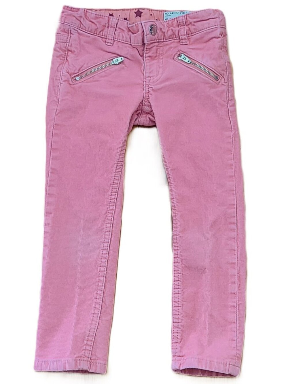 Polarn O Pyret Girls Rose Pink Slim Fit Pinwale Cords Size 3-4 Years (104 CM)
